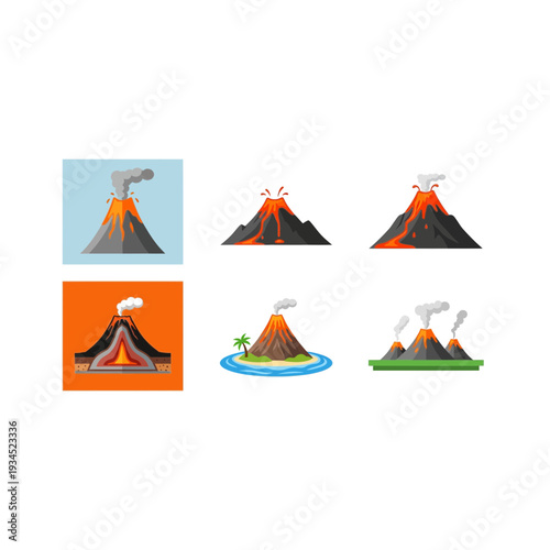 Volcano Icons - Eruption and Geological Power