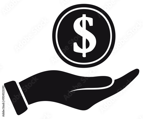 Hand Offering a Dollar Coin Symbolizes Financial Assistance and Investment