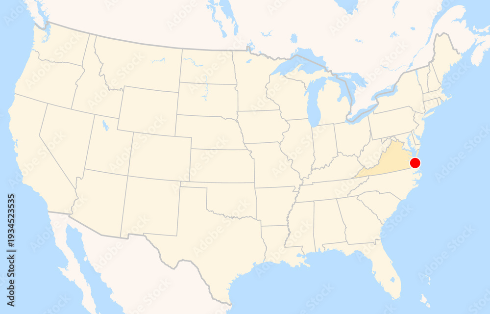 Fototapeta premium Location Map of Norfolk Int. Airport (Norfolk, Virginia, USA). IATA-code: ORF. No labels at all.