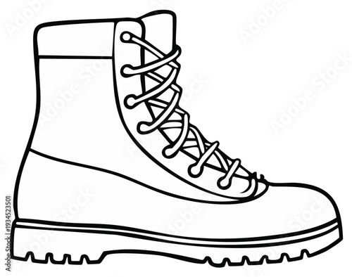 Outlined Hiking Boot Illustration