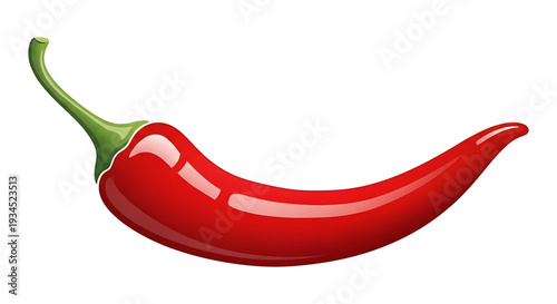 A vibrant red chili pepper icon with a green stem on a white background