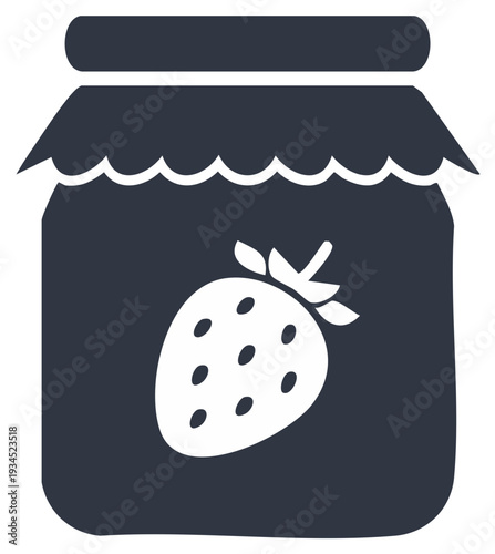 Strawberry Jam Jar Illustration Food Preservation Container Homemade Sweet Dessert Vector Icon