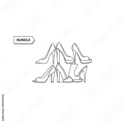 Dynamic Stack of Women's High Heel Shoes - Fashion Footwear Art