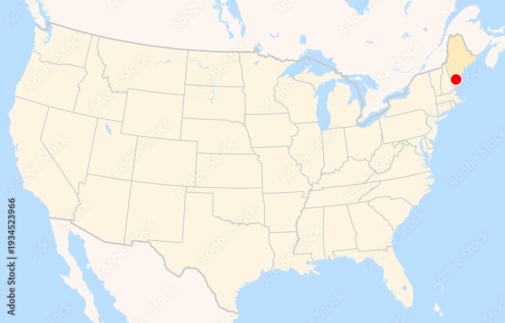 Fototapeta premium Location Map of Airport Portland Int. Jetport (Portland, Maine, USA). IATA-code: PWM. No labels at all.