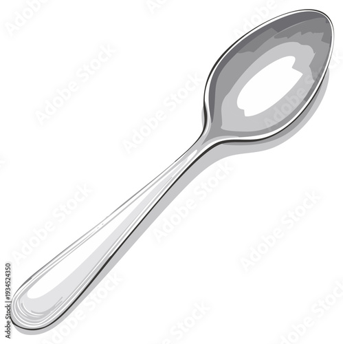 Bright Metallic Spoon Kitchen Utensil Cutlery Flatware Isolated Illustration