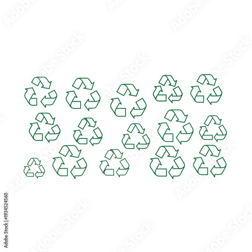 Green Outline Recycling Symbol Icons Collection