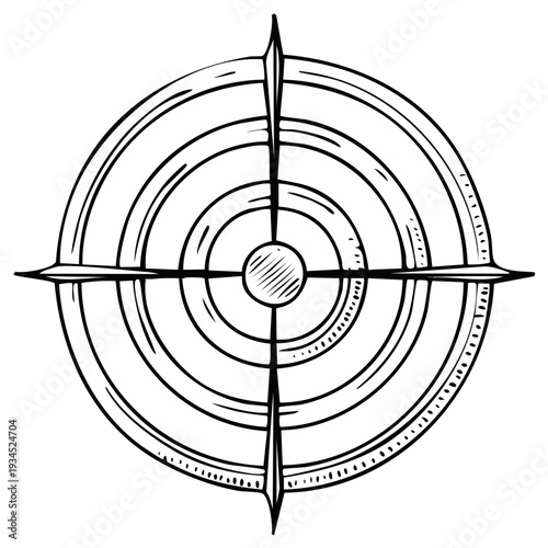 Hand-drawn crosshair target illustration, aiming concept, vector.