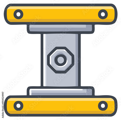 Industrial equipment part with yellow mounting flanges vector icon