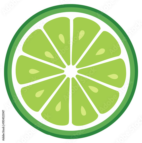 Vibrant Green Lime Slice Design Illustration Detailed Citrus Fruit Segment Graphic Element