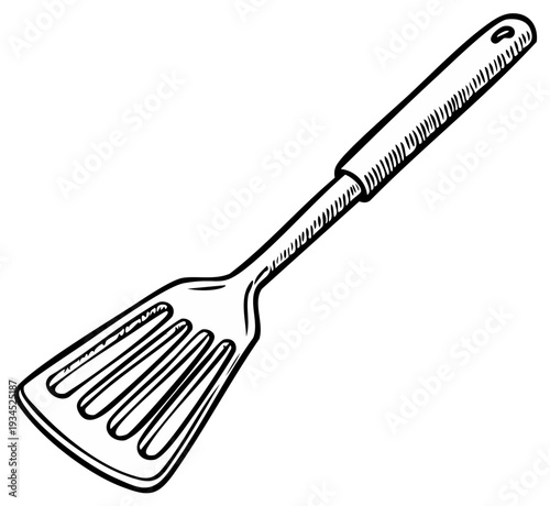 Hand-drawn Spatula Kitchen Utensil for Cooking and Grilling