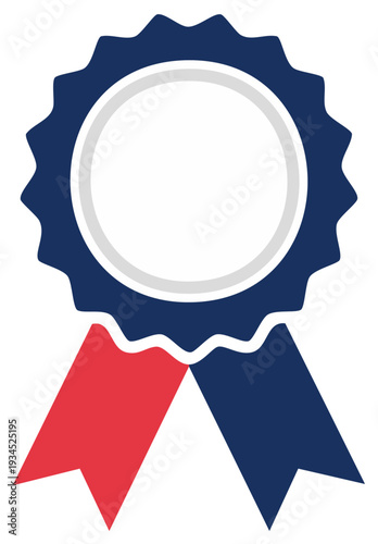 Award ribbon with red and blue elements for achievements and honors.
