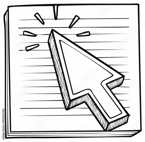Cursor Pointer on notepad, illustrating the importance of click-through rate, online presence, or digital marketing.