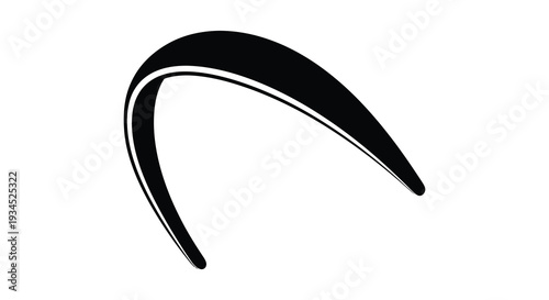 A minimalist curved black shape against a white background presents a striking visual form a bold silhouette