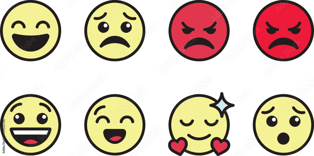 Fototapeta premium Set of 7 emoticon faces vector