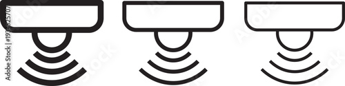 Motion sensor icon in thin stroke and flat .Motion sensor icon set. PIR detection symbols. Movement alert graphic design. Motion sensor icon vector Illustration