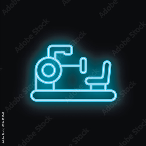Glowing blue neon sign depicting gym equipment, symbolizing physical activity and a healthy lifestyle