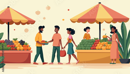 A vibrant, flat-design illustration of a cornucopia overflowing with colorful fruits. Perfect for healthy eating concepts, harvest themes, or adding a