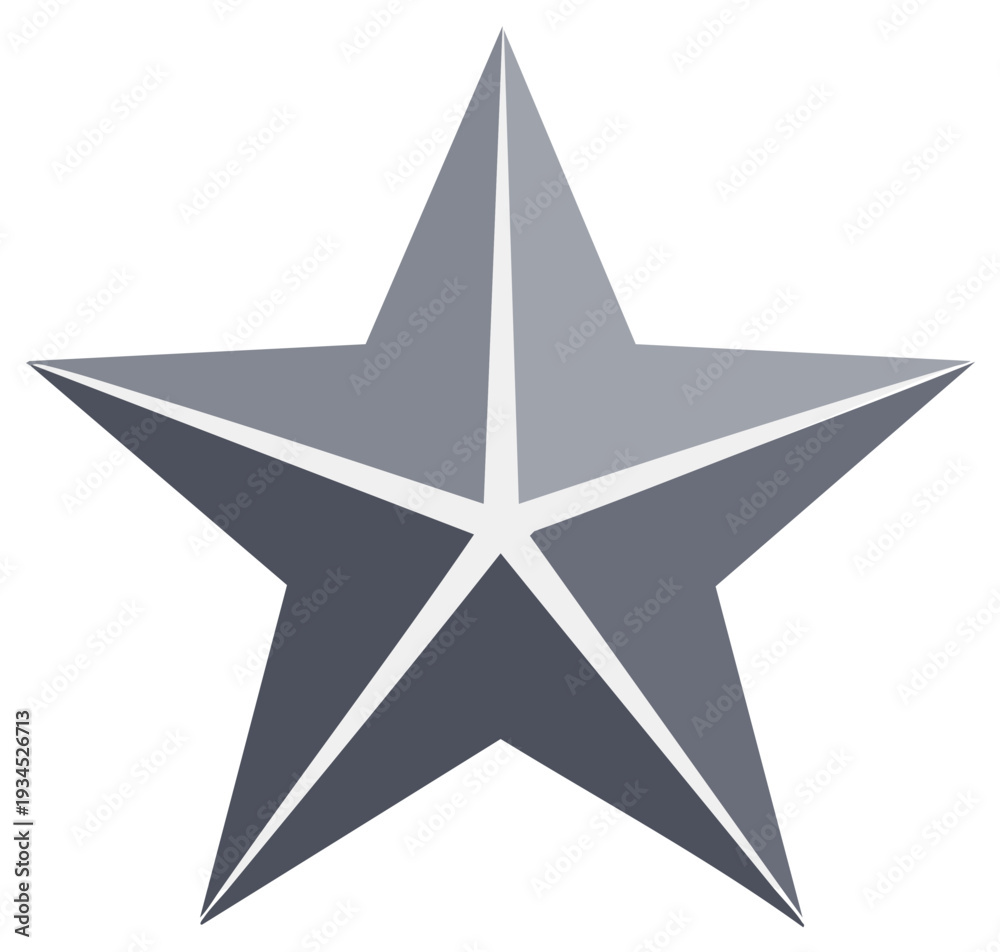 Obraz premium Simple Gray Five Pointed Star Shape with White Outline and Gradient Fills
