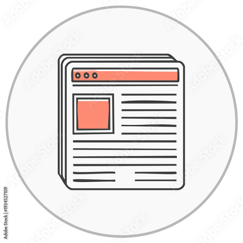 Illustration of a newspaper on a round background, ready for reading and information