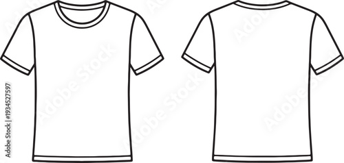 White T-Shirt Front and Back View Isolated on White Background