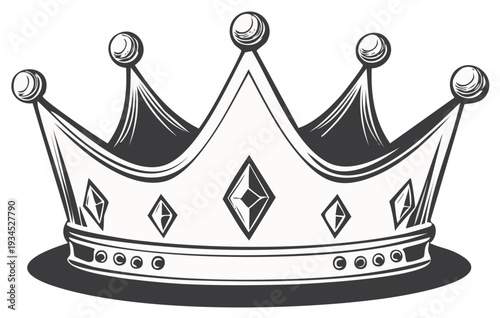 Royal Crown Emblem Symbol of Power and Royalty in Black and White