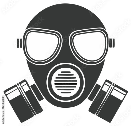 Gas Mask Illustration Monochrome Protection Equipment
