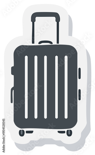 Suitcase travel luggage trolley bag sticker icon illustration.