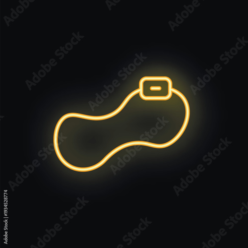 Minimalistic glowing yellow icon of a fitness tracker displaying the number of steps taken