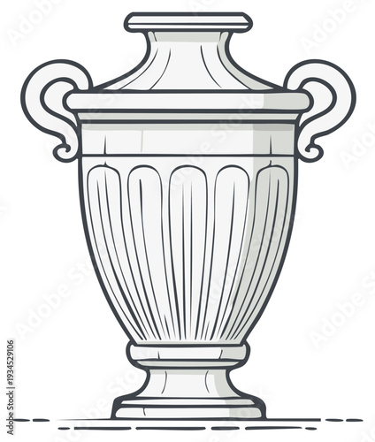 Elegant Classic Vase Illustration with Handles and Decorative Lines