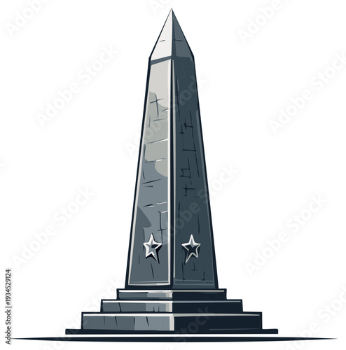 Grand Stone Obelisk Monument with Stars Commemorating History and Legacy
