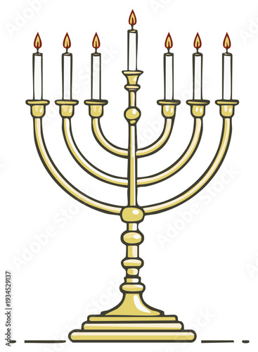 Menorah with Seven Lit Candles Celebration of Faith and Tradition