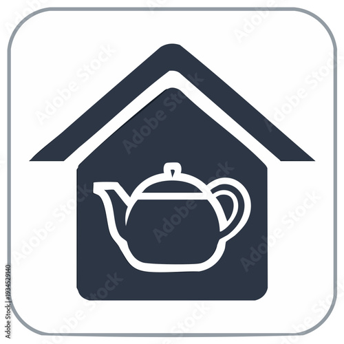 Cozy Teahouse Icon Silhouette A Simple Tea Kettle Design for Home Cafe or Tea Room Logo