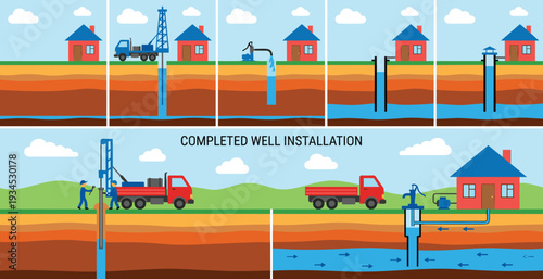 Set of flat vector illustrations featuring renewable energy sources like wind solar hydro and industrial power plants including nuclear and coal