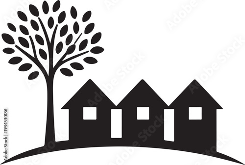  House with Tree Landscape Silhouette
