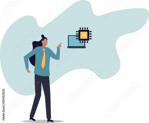 Working with AI artificial intelligence, technology helping or support success work, AI prompt engineer or robot assistance.human life and situation.