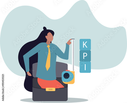 KPI, key performance indicator measurement to evaluate success or meet target, metric or data to review and improve .human life and situation.