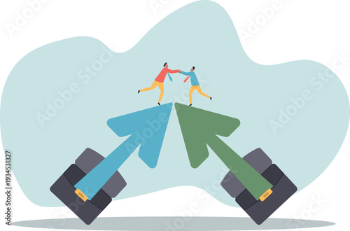 Cooperation partnership, work together for success, team collaboration, agreement or negotiation, collaborate .human life and situation.