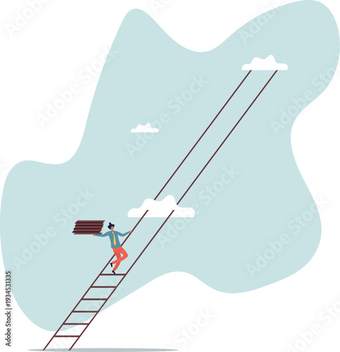 Build ladder of success, develop stair to improve opportunity, career path or job achievement, growth step to progress overcome challenge.human life and situation.