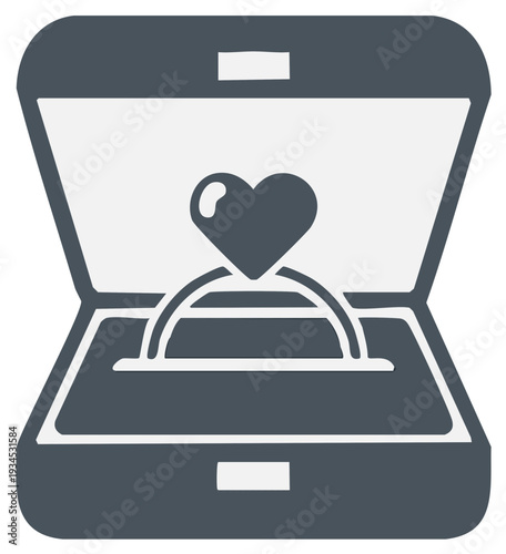 Elegant heart engagement ring presented in a luxurious open jewelry box ready for proposal