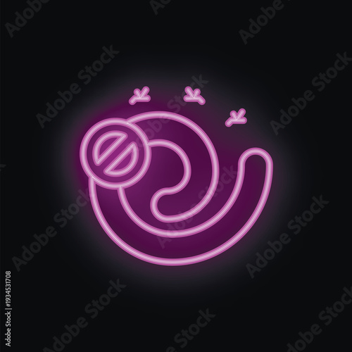 Neon purple icon of a black hole generating gravitational waves