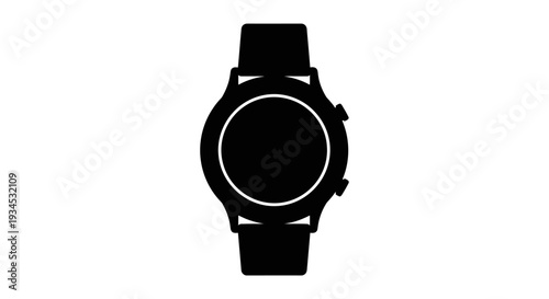 Black smartwatch with white outline.