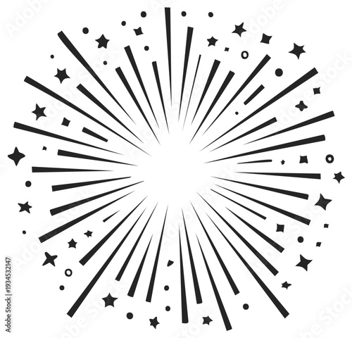 Explosion radial de estrella y puntos con efecto de explosión de fuegos artificiales