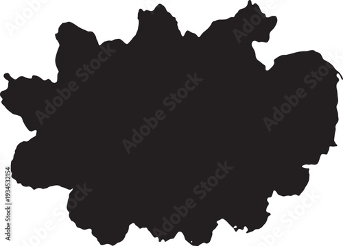 Abstract black ink blot or paint stain with rough edges