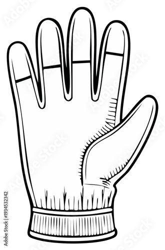 Cartoon line art illustration of a glove