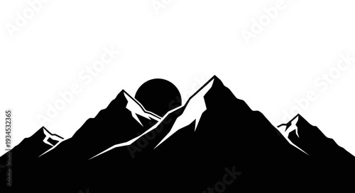 Silhouette of Mountains at Sunset.