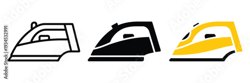 Iron line icon for appliance and home concept, steam iron sign vector graphics with clean linear pattern on a white background for household, laundry, and home appliance design projects.