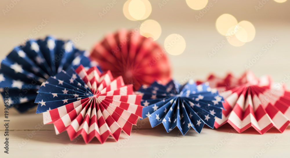 Fototapeta premium Festive Fourth of July paper decorations creating a patriotic atmosphere for Independence Day celebration