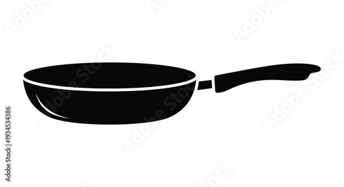 A simple black silhouette of a frying pan a common kitchen tool used for cooking food silhouette
