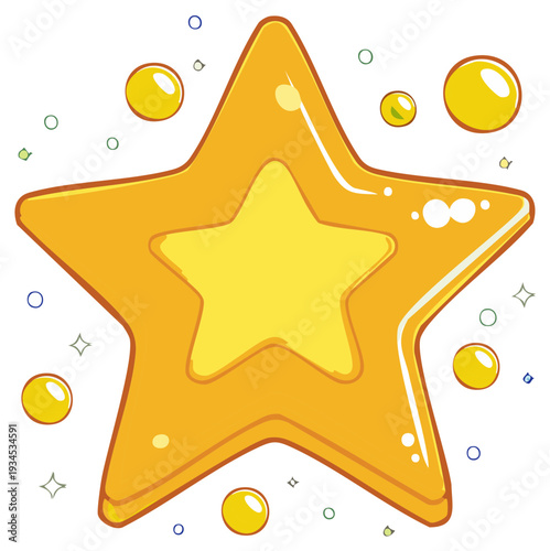 Cartoon golden star with additional decorative elements.