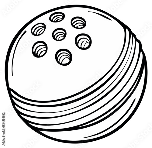 Stylized Outline of a Coconut with Seven Holes on Top